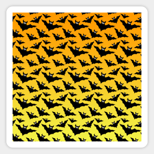 Orange yellow black bats Halloween pattern Magnet